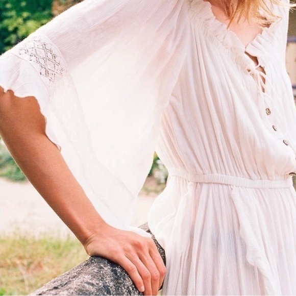 NWT Free People Beach Bliss Maxi Ivory Dress SIZE: L - Picture 2 of 10